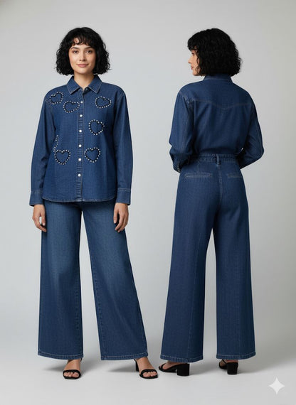 DENIM CO-ORD SET WITH HEARTS