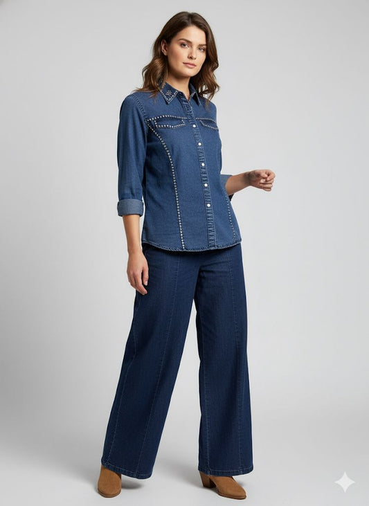 LINING STONE WORK DENIM CO-ORD SET