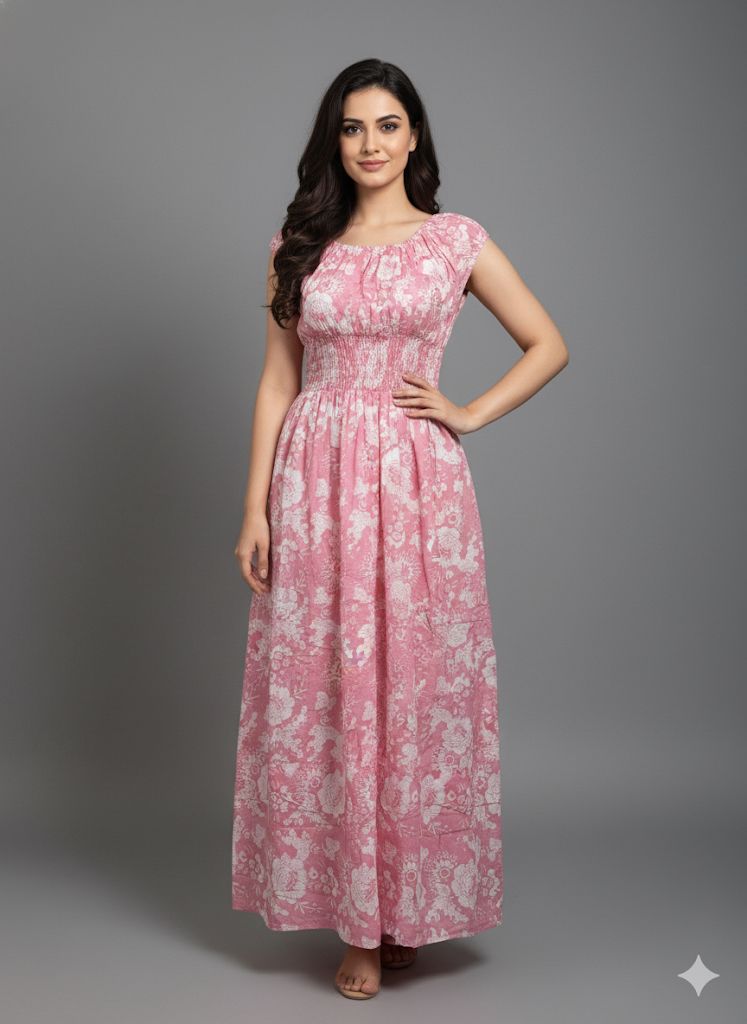 PRINTED PINK SMOKE DRESS