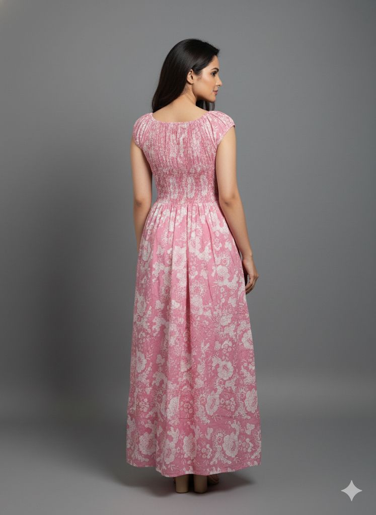 PRINTED PINK SMOKE DRESS