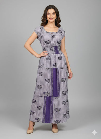 WHITE SMOKE DRESS WITH PURPLE