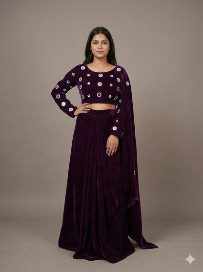 VELVET INDOWESTERN SAREE