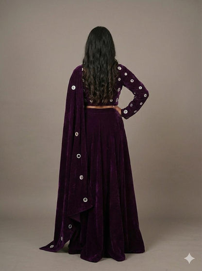 VELVET INDOWESTERN SAREE