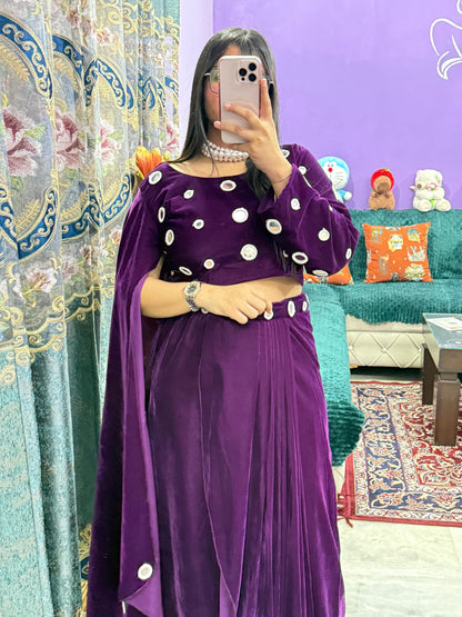 VELVET INDOWESTERN SAREE