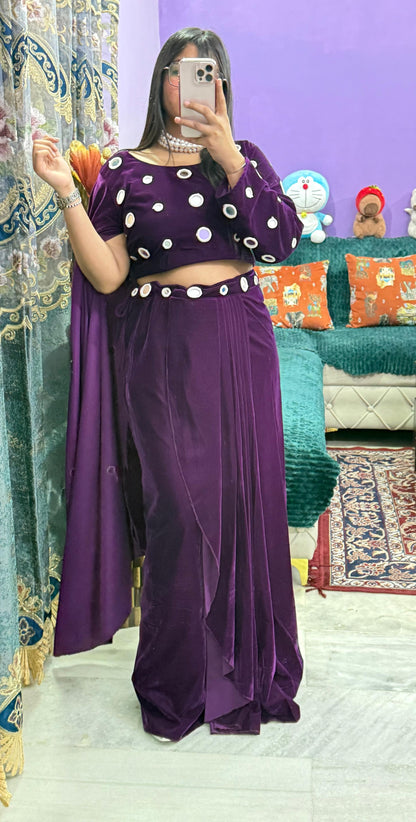 VELVET INDOWESTERN SAREE