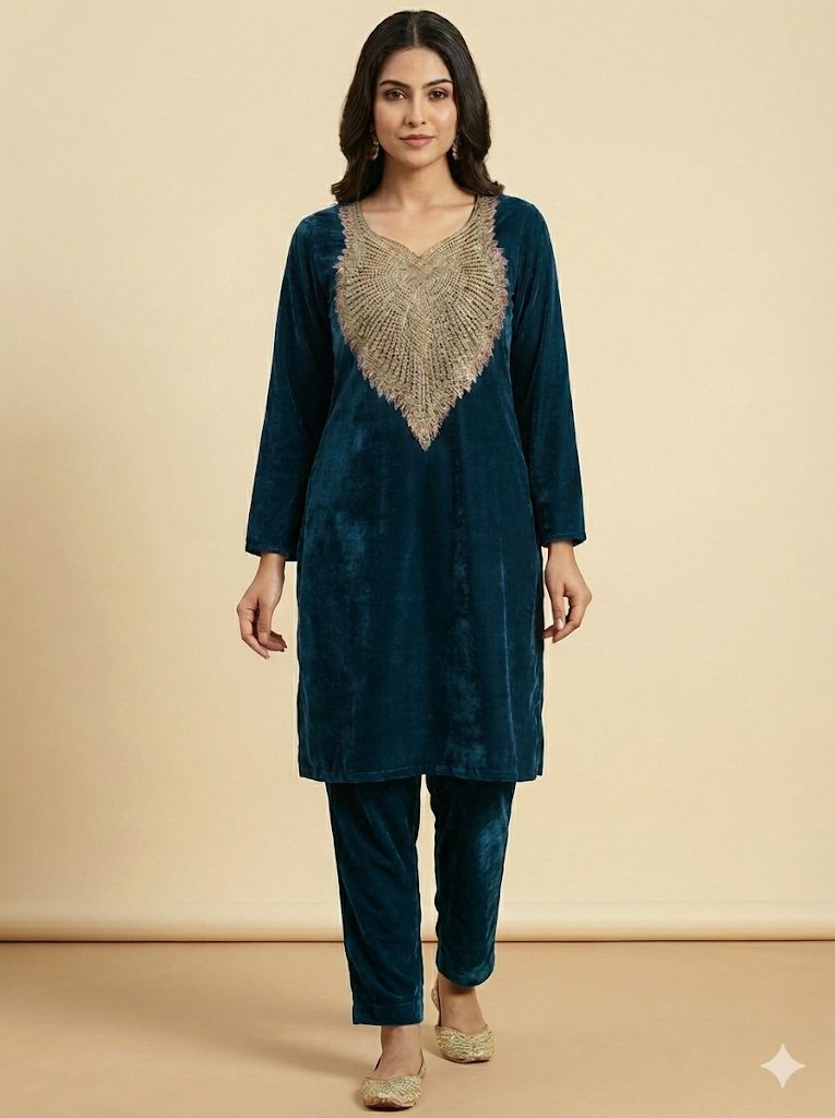 PEACOCK VELVET CO-ORD SET