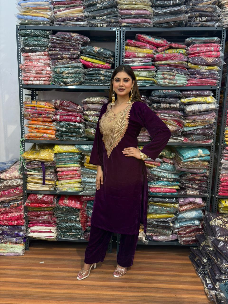 PEACOCK VELVET CO-ORD SET