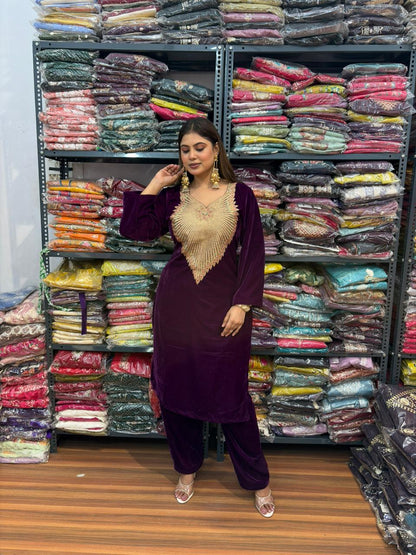 PEACOCK VELVET CO-ORD SET