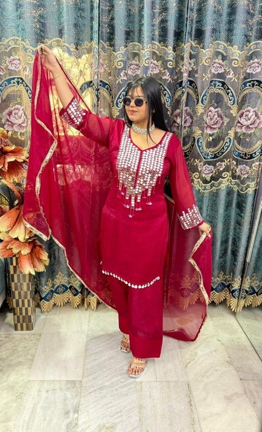 THE FARSHI MIRROR PARTY WEAR SUIT