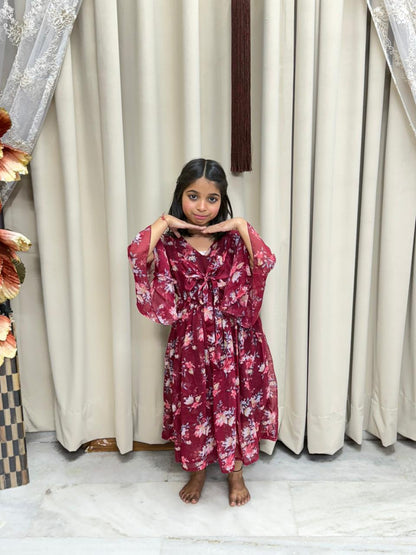 Cute Georgette Bow Dress for Kids (Free Size 26–32)