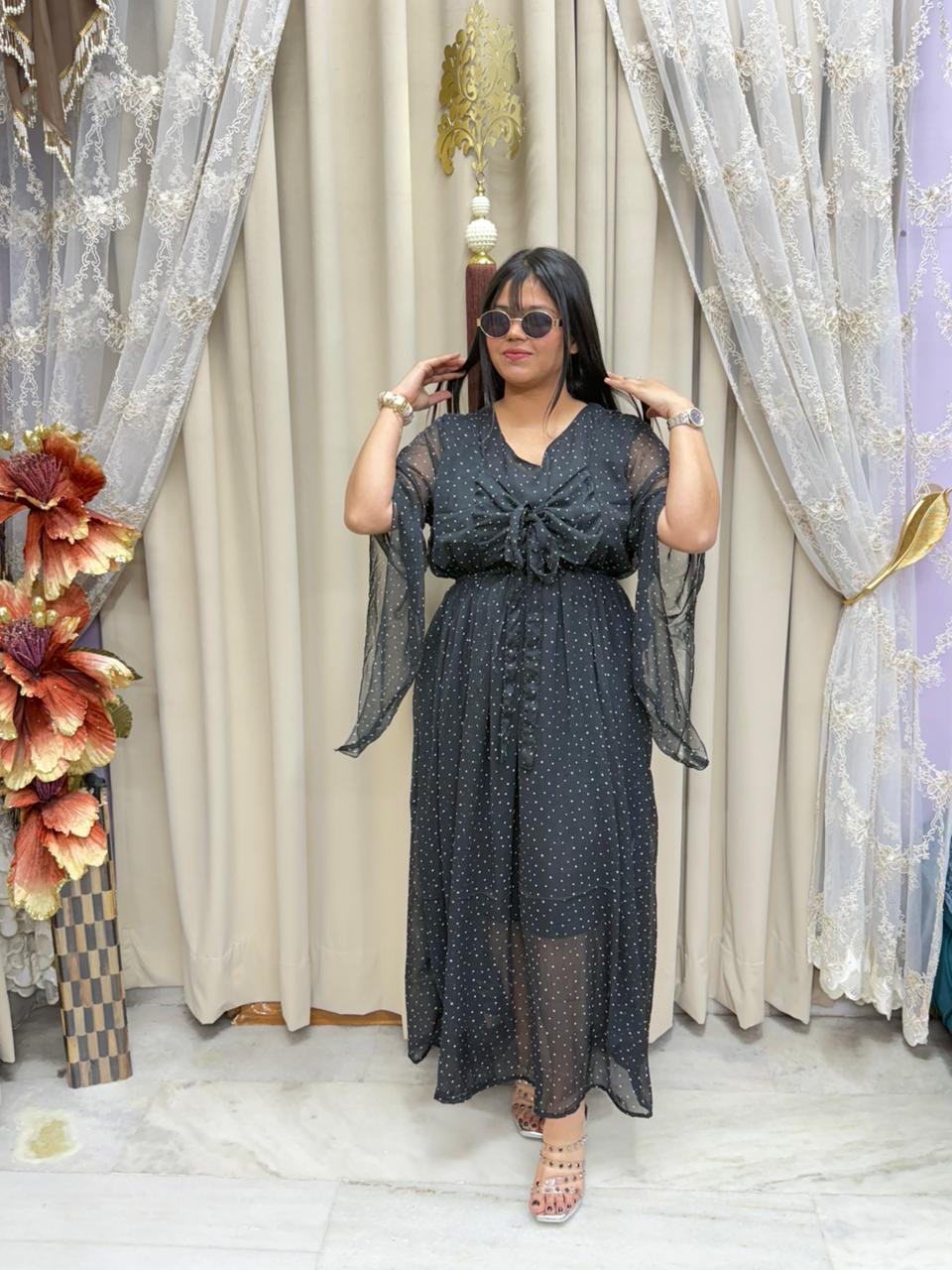 Stylish Georgette Bow Dress for Women – Comfort Fit