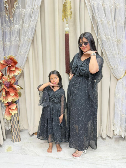 Bow Dress Combo for Mother & Daughter | Floral Printed Bow Dress | Free Size