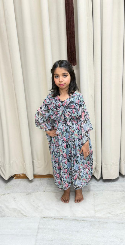 Cute Georgette Bow Dress for Kids (Free Size 26–32)