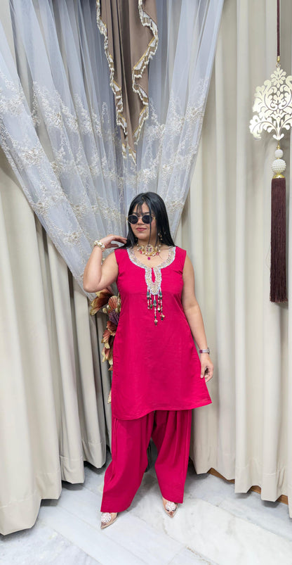 Shilpa Shetty–Inspired Farshi Co-Ord Set | Cotton Silk | Sizes L to 3XL