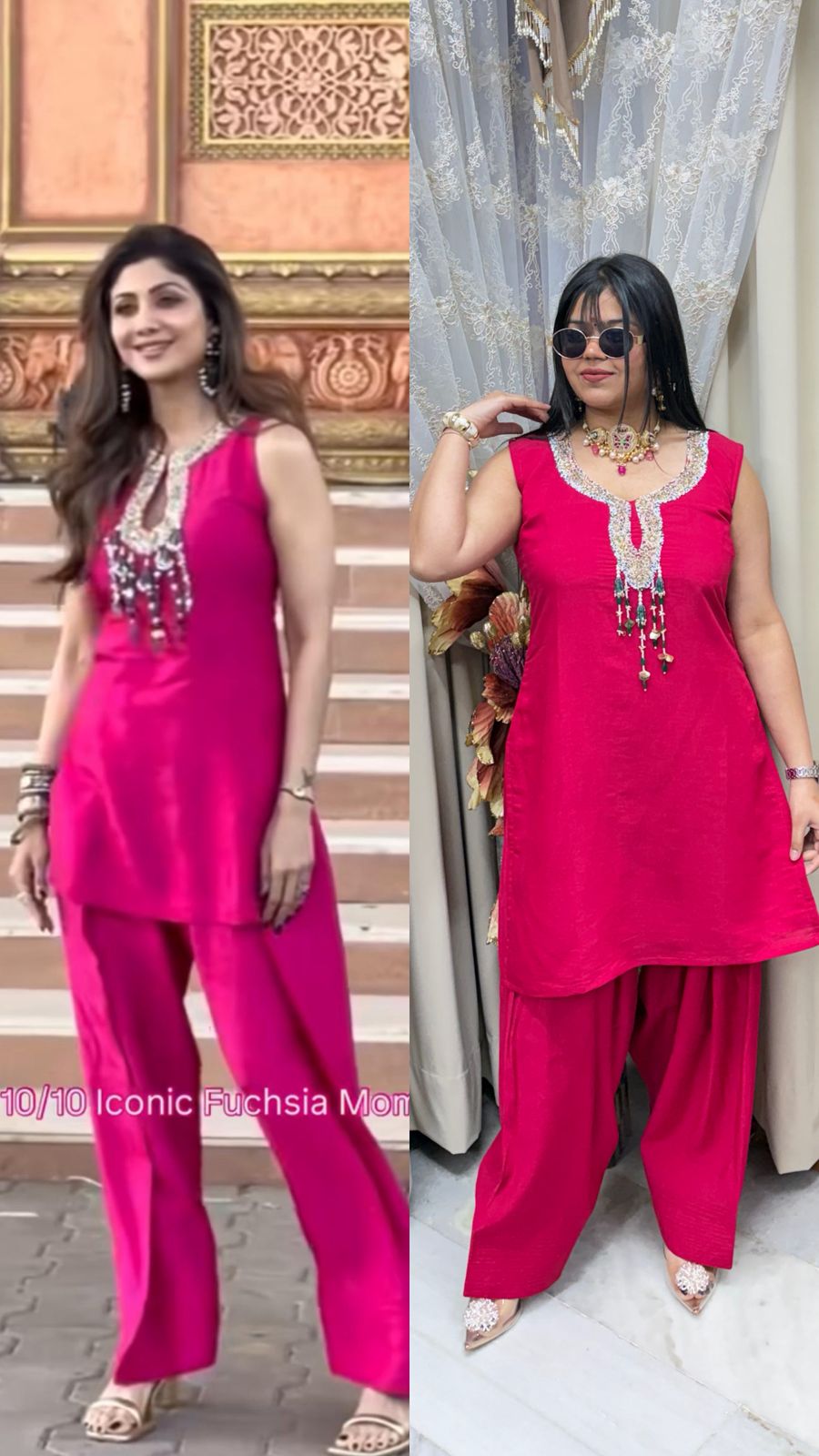 Shilpa Shetty–Inspired Farshi Co-Ord Set | Cotton Silk | Sizes L to 3XL