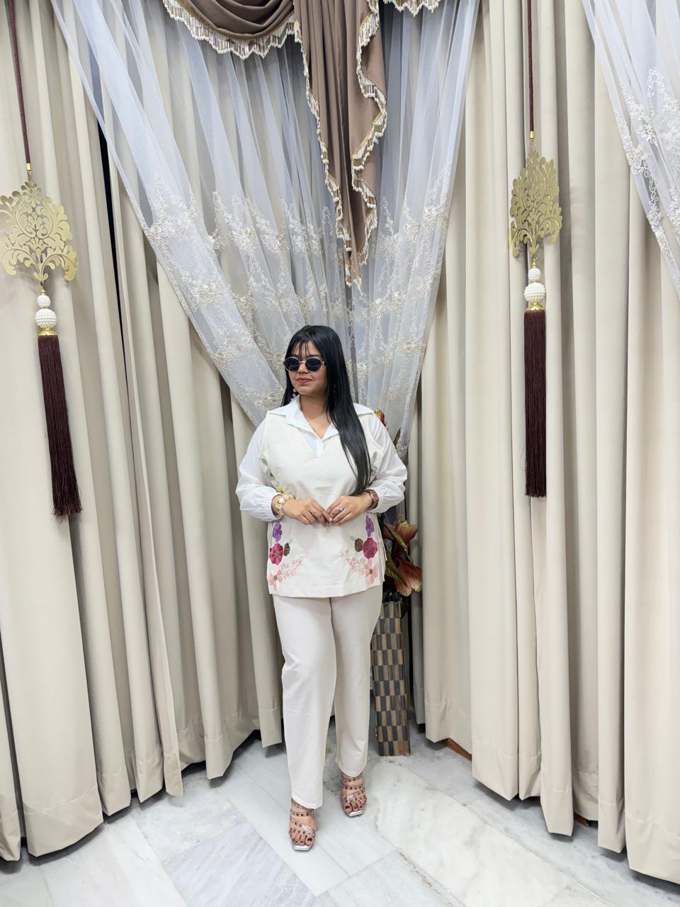 Premium Cotton Knot Co-Ord Set for Women | Floral Print Casual Wear |