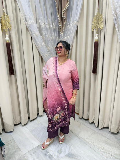 Pure Crepe Handwork Suit Set for Women | Designer Kurta with Dupatta | Festive & Party Wear |