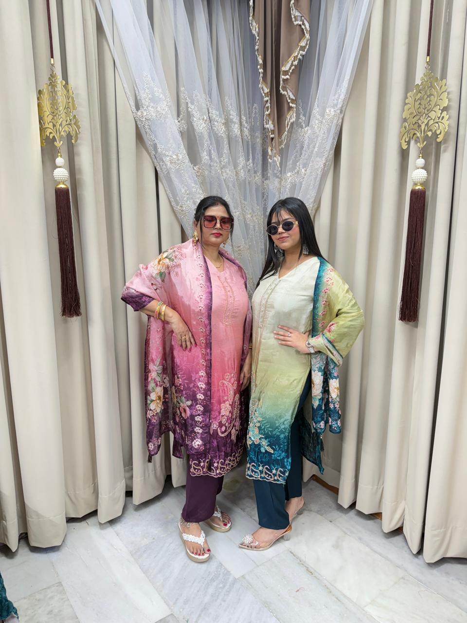 Pure Crepe Handwork Suit Set for Women | Designer Kurta with Dupatta | Festive & Party Wear |