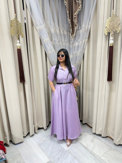 Stylish Belt Flared Dress – Elegant & Trendy Look