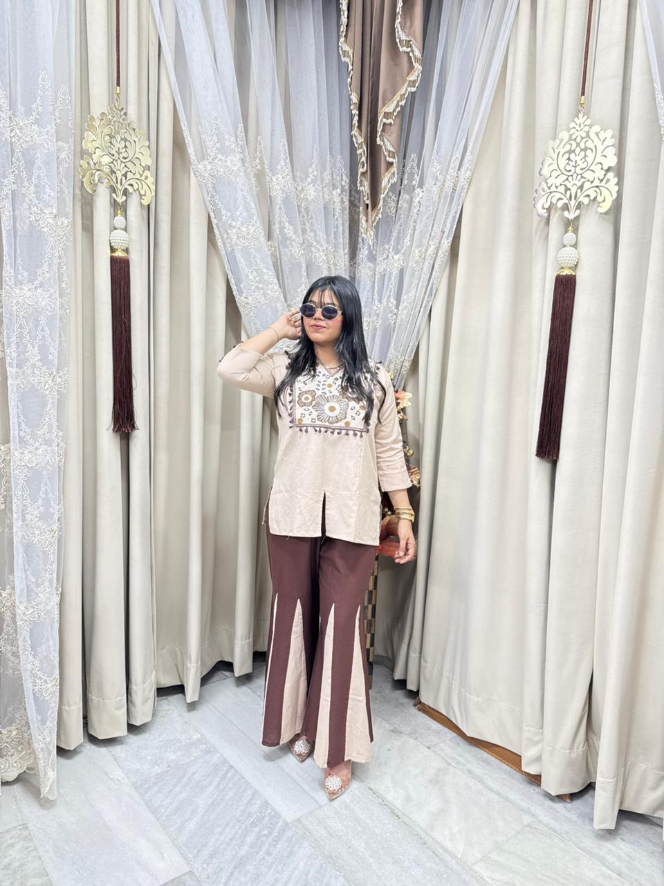 Stylish Khadi Cotton Sharara Co-ord Set for Women – Summer Cool Fabric (M-2XL)