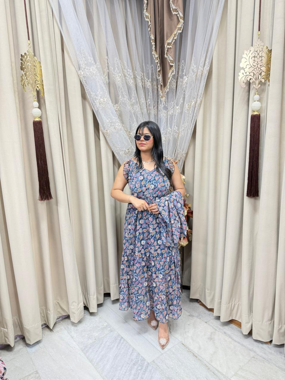 Pinterest Inspired Georgette Shrug Dress for Women – Stylish & Trendy (Free Size M-3XL)