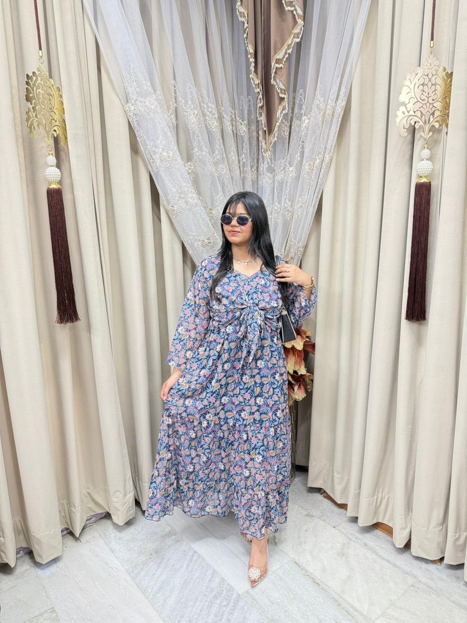 Pinterest Inspired Georgette Shrug Dress for Women – Stylish & Trendy (Free Size M-3XL)