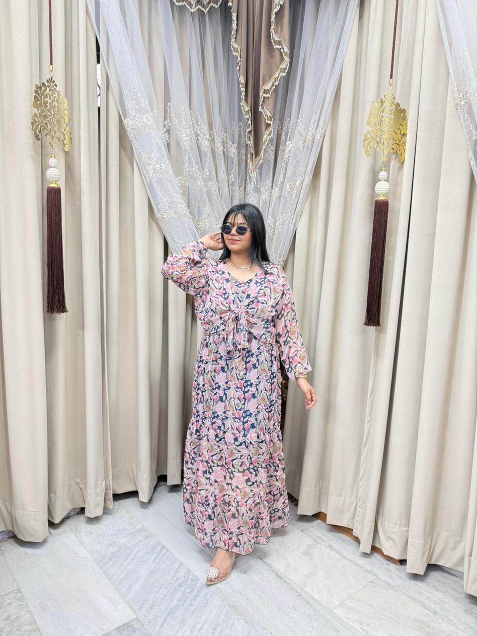 Pinterest Inspired Georgette Shrug Dress for Women – Stylish & Trendy (Free Size M-3XL)