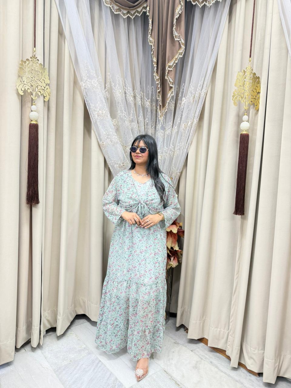 Pinterest Inspired Georgette Shrug Dress for Women – Stylish & Trendy (Free Size M-3XL)