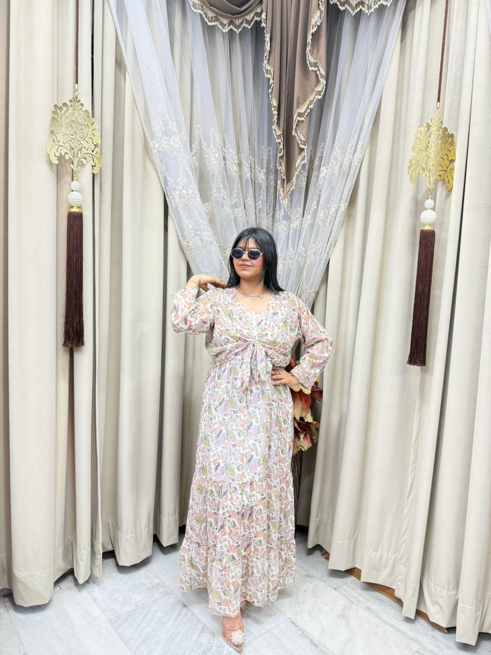 Pinterest Inspired Georgette Shrug Dress for Women – Stylish & Trendy (Free Size M-3XL)