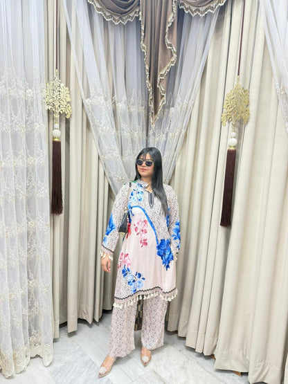 Pure malai mulmul cordset digital print 😍