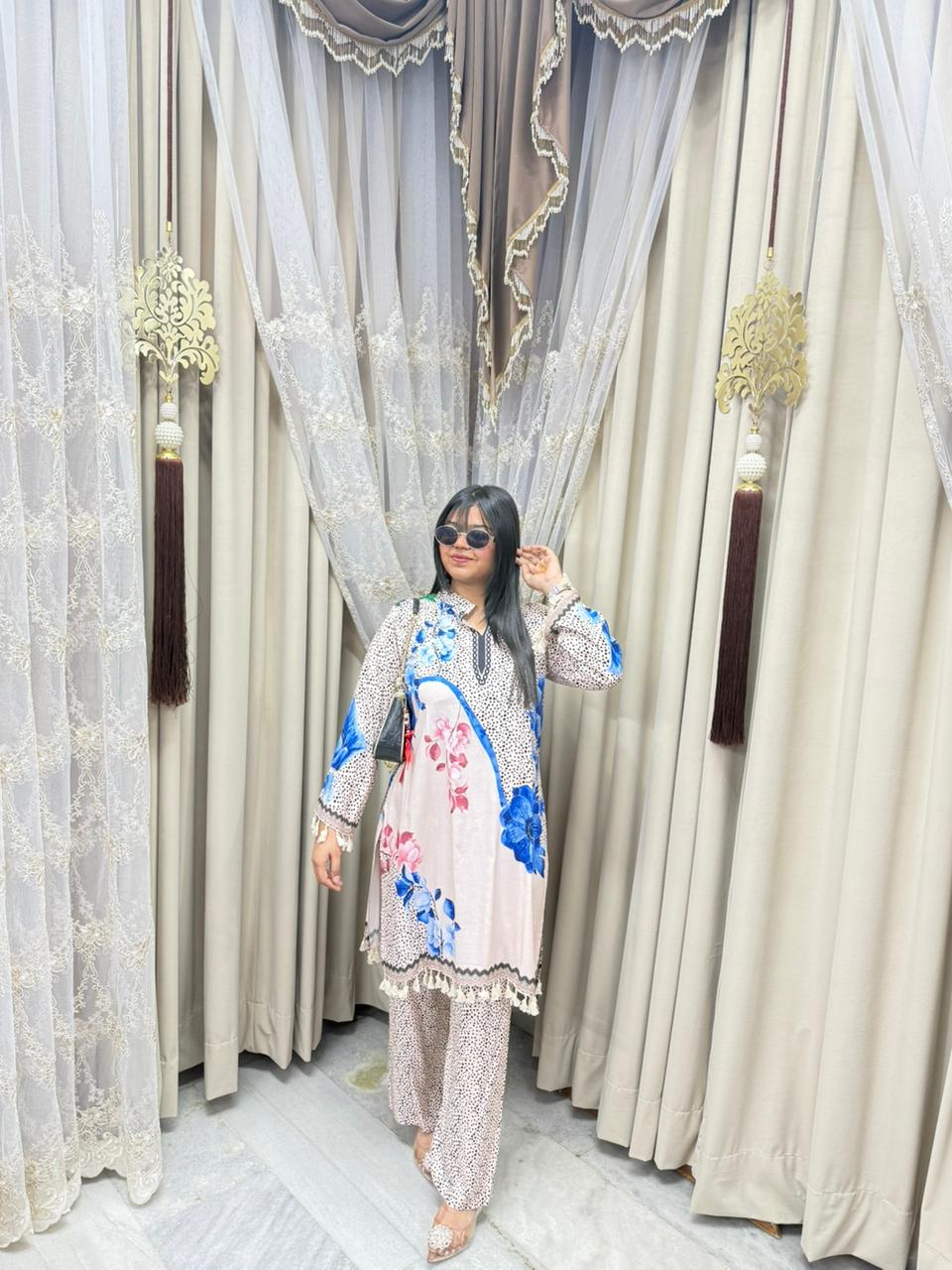 Pure malai mulmul cordset digital print 😍