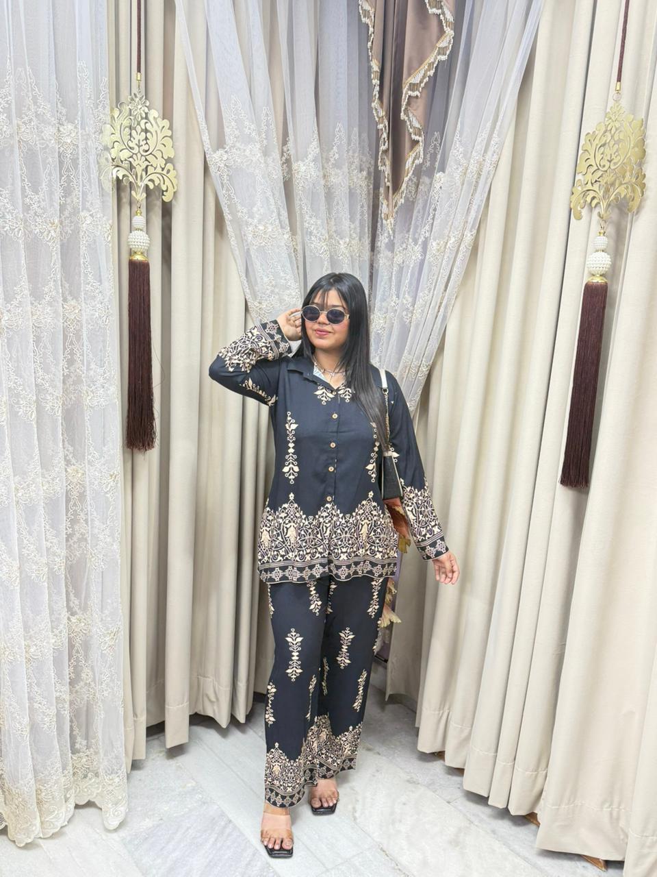 Pure mulmul shirt cordset