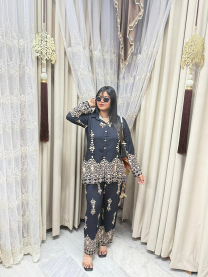 Pure mulmul shirt cordset