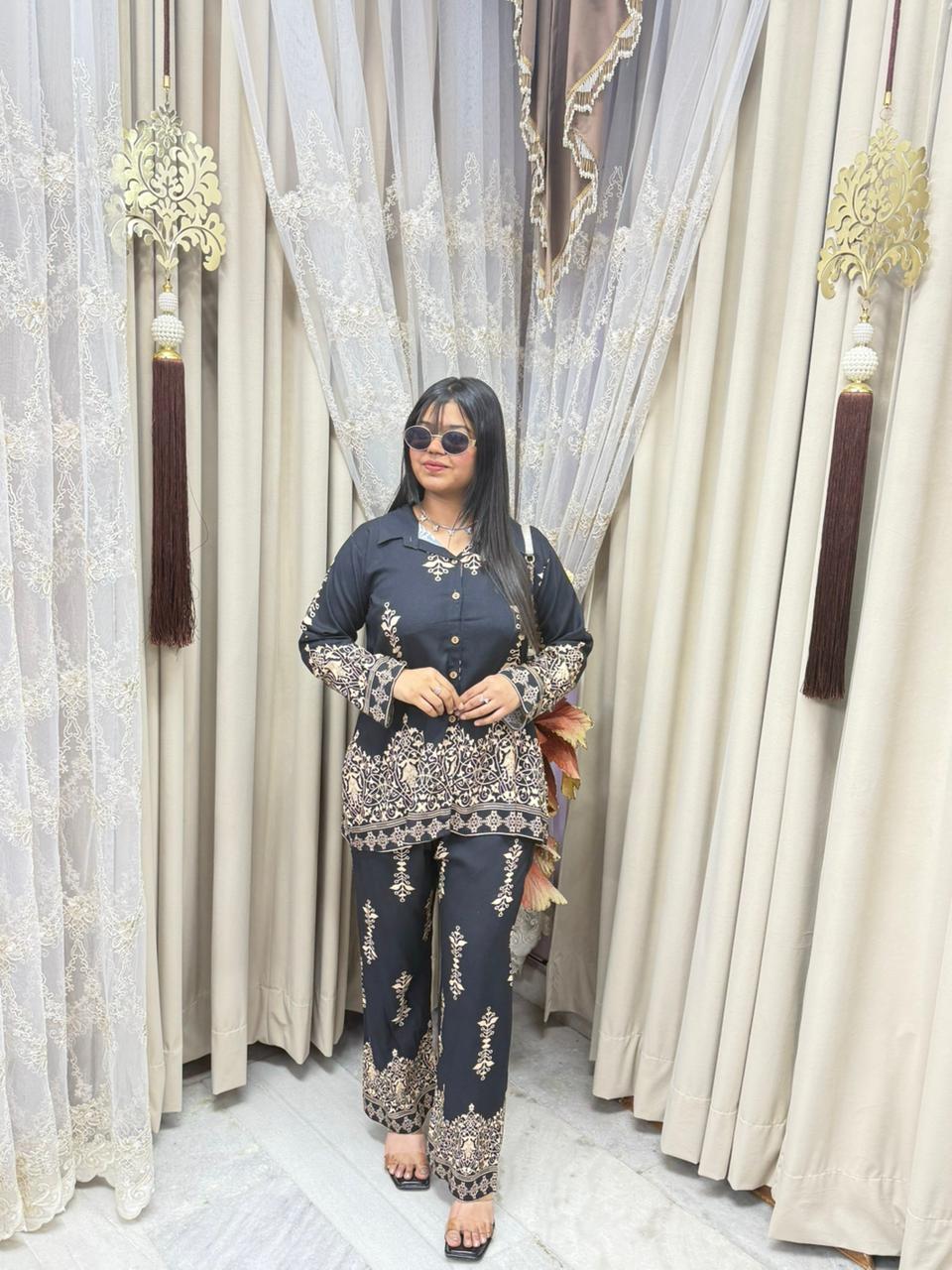 Pure mulmul shirt cordset