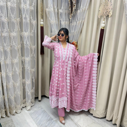 Flared Pure Cotton Anarkali Suit for Women | Elegant & Comfortable Ethnic Wear