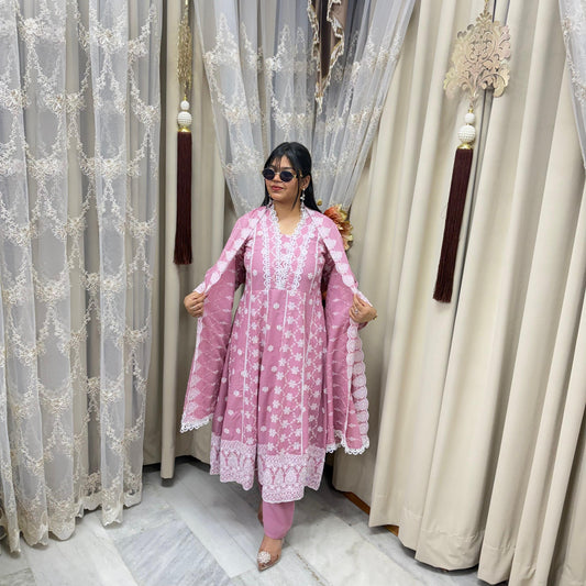 Flared Pure Cotton Anarkali Suit for Women | Elegant & Comfortable Ethnic Wear