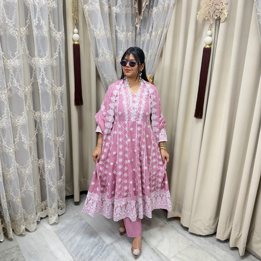 Flared Pure Cotton Anarkali Suit for Women | Elegant & Comfortable Ethnic Wear