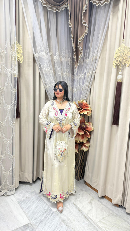 Premium Shimmer Silk Pheran Dress with Potli – Elegant Ethnic Wear