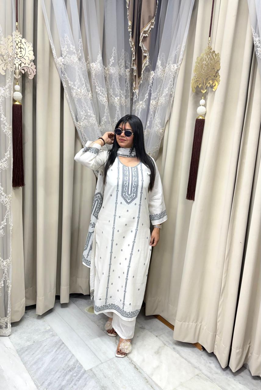 Elegant Digital Print Cotton Suit Set with Dupatta – Pure Cotton