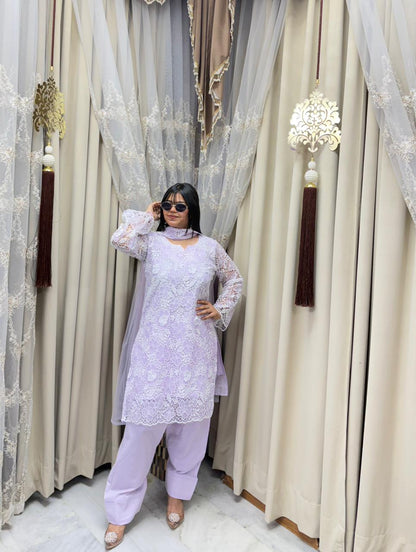 Farshi Schiffli Designer Cotton Suit Set with Dupatta – Elegant Ethnic Wear