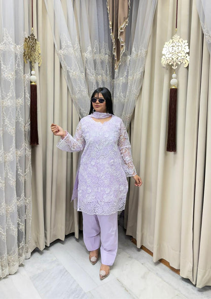 Farshi Schiffli Designer Cotton Suit Set with Dupatta – Elegant Ethnic Wear