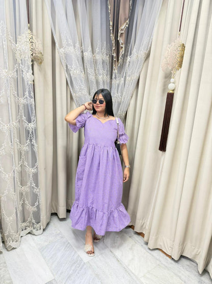 Barbie Style Cotton Midi Dress with Pockets – Cute Casual Wear Dress