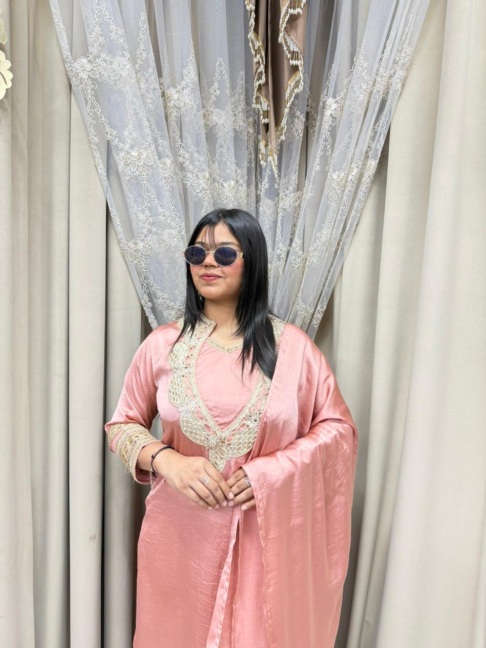 Elegant Designer Silk Suit Set for Women (Kurta Pant Dupatta) – Premium Party Wear