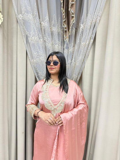 Elegant Designer Silk Suit Set for Women (Kurta Pant Dupatta) – Premium Party Wear