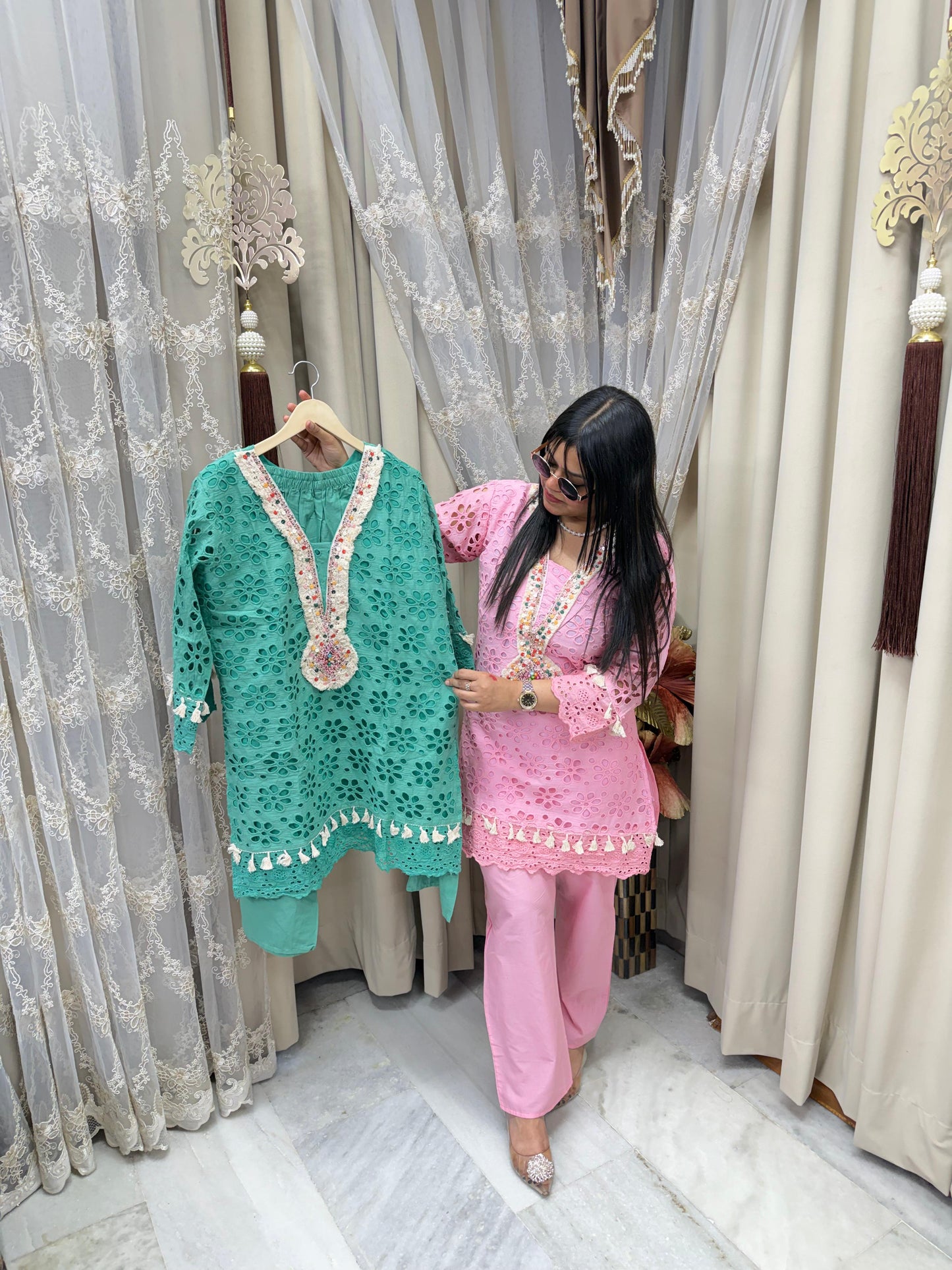 Premium Schiffli Cotton Cord Set for Women with Hand Work – Stylish Ethnic Wear