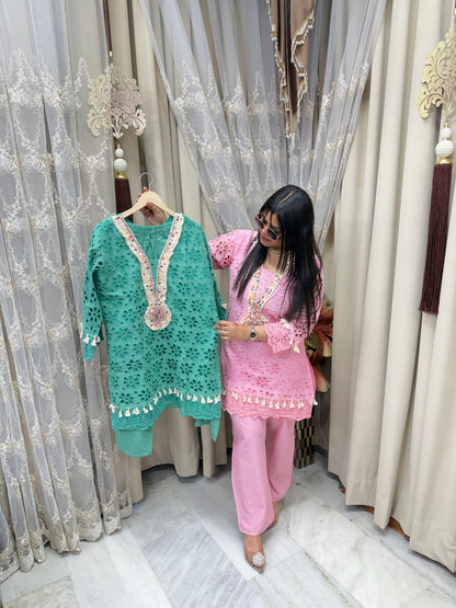 Premium Schiffli Cotton Cord Set for Women with Hand Work – Stylish Ethnic Wear