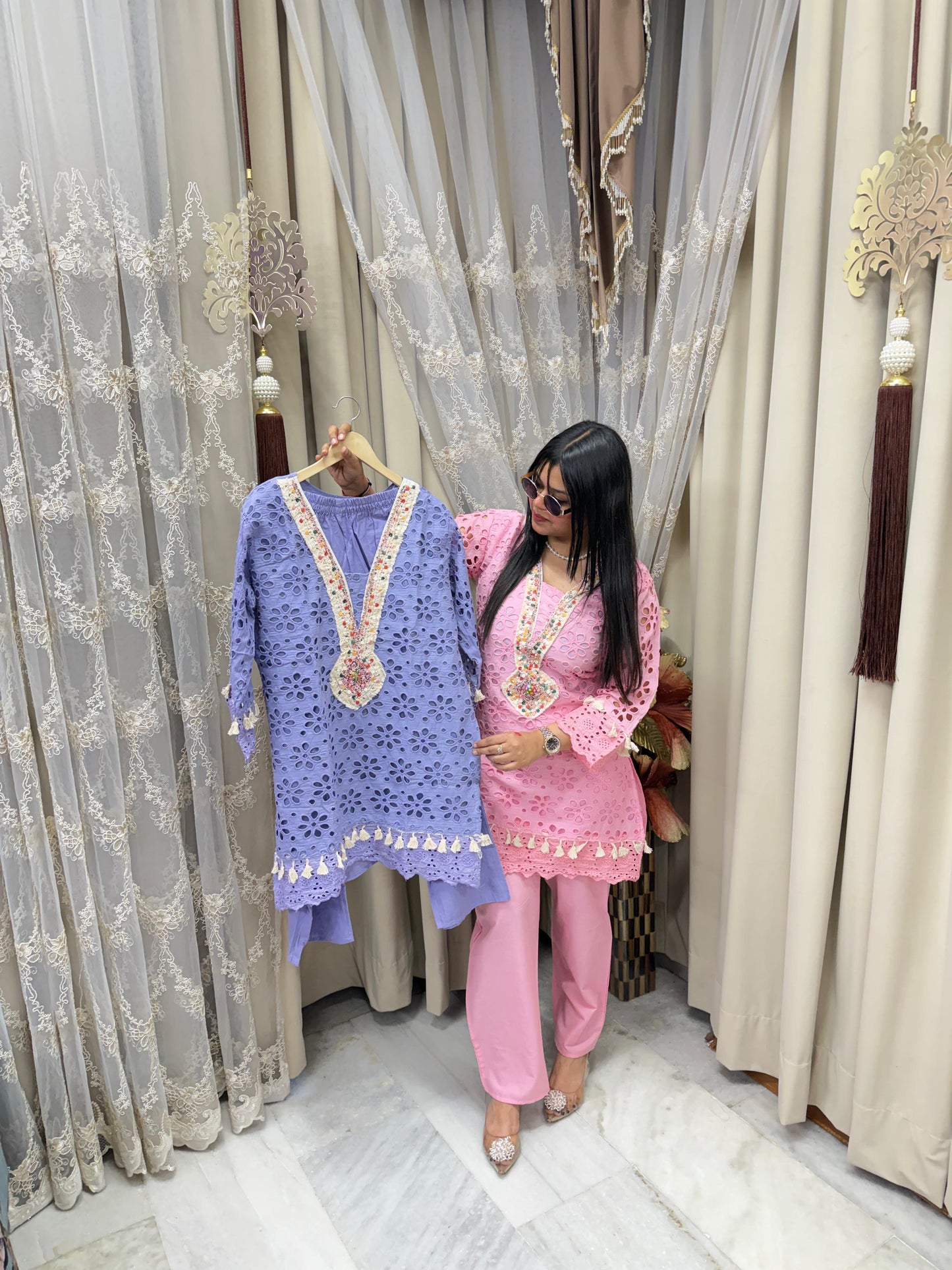 Premium Schiffli Cotton Cord Set for Women with Hand Work – Stylish Ethnic Wear