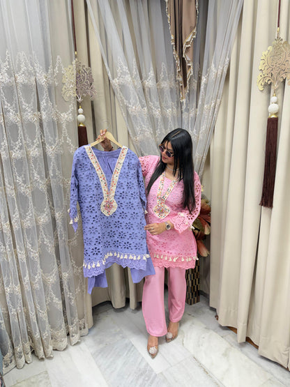 Premium Schiffli Cotton Cord Set for Women with Hand Work – Stylish Ethnic Wear