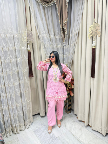 Premium Schiffli Cotton Cord Set for Women with Hand Work – Stylish Ethnic Wear
