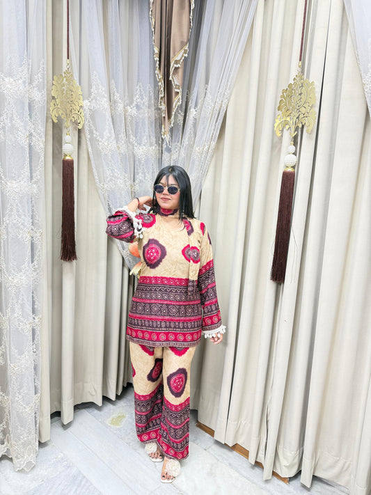 Laila Majnu Jaipuri Printed Cordset | Premium Mulmul Cotton Co-ord Set | Pink & Black